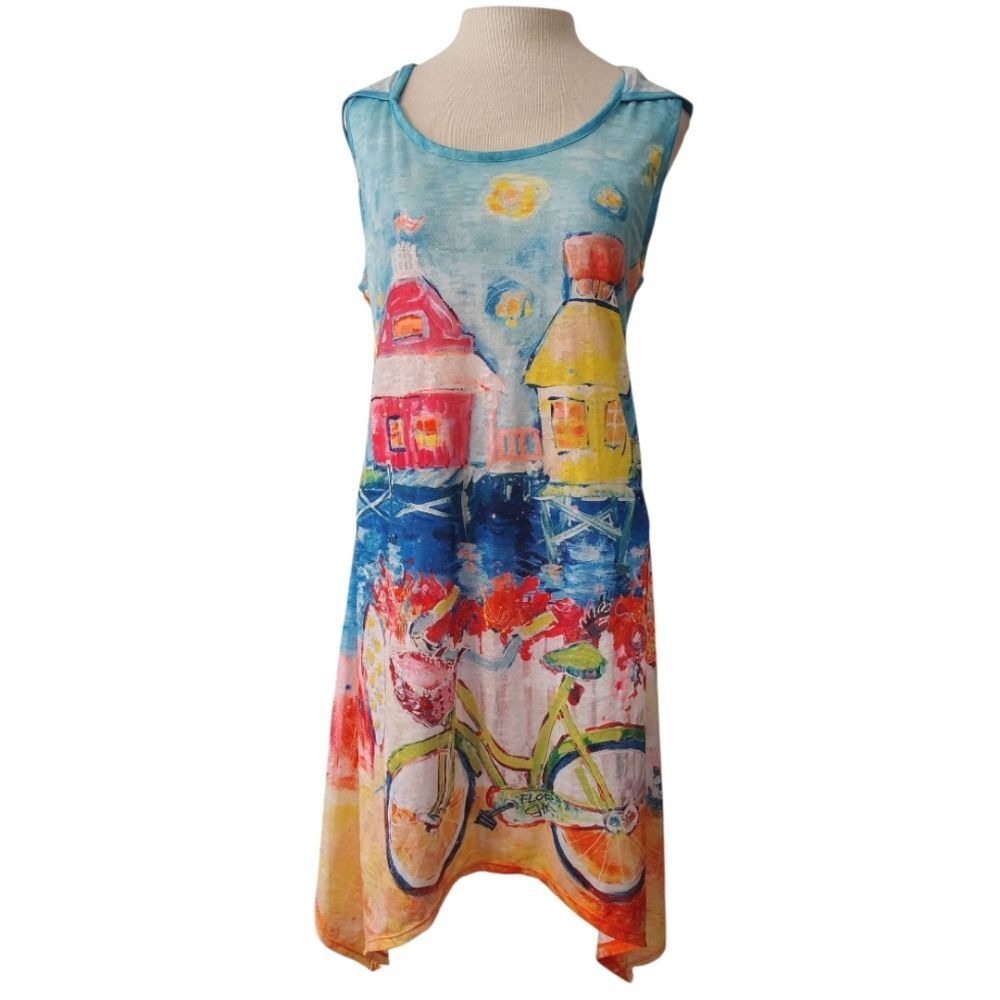 Leoma Lovegrove Happy Place Florida Girl Hooded Swim Cover Up Vented Beach M